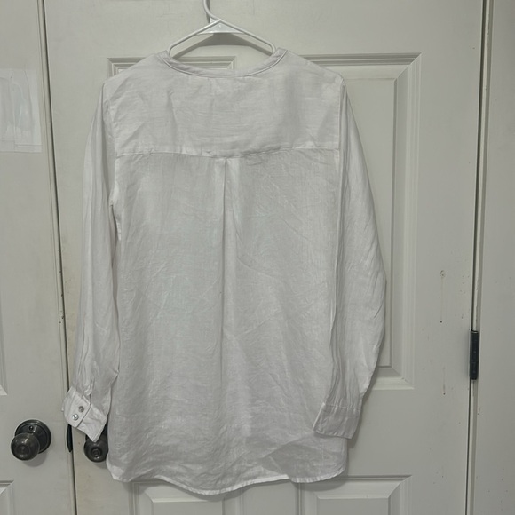 Sigrid Olsen White Linen Shirt size medium button-down - Picture 4 of 5
